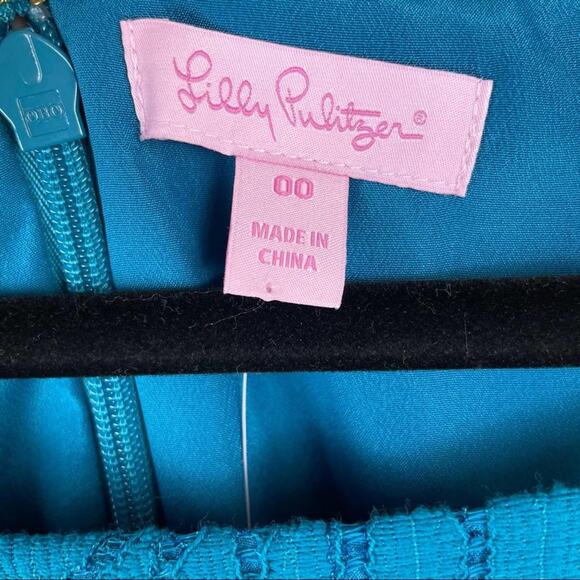 NWT Lilly Pulitzer Kayleigh Blue Floral Lace Mini Dress Sz 00 Sleeveless - Picture 7 of 11